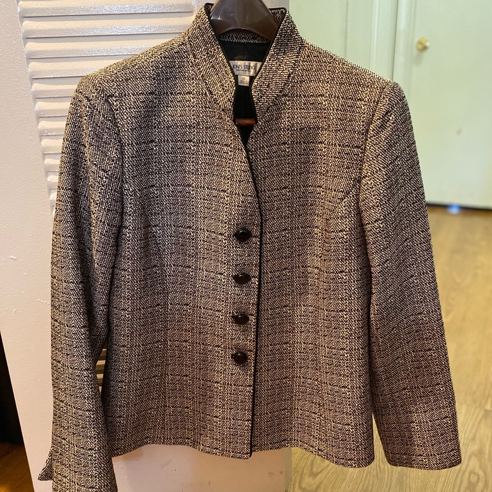 Jones Studio women's Black and Cream Tweed Blazer SIZE 10